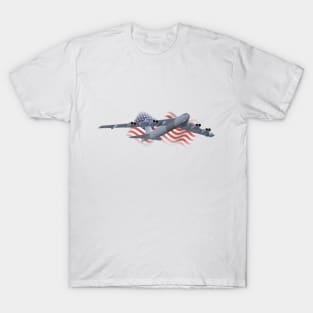 B-52 Strategic Bomber with American Flag T-Shirt